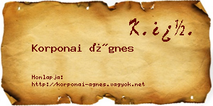 Korponai Ágnes névjegykártya